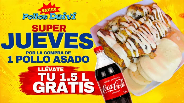 Promo de jueves: por la compra de 1 pollo asado, refresco de 1,5 litros gratis
